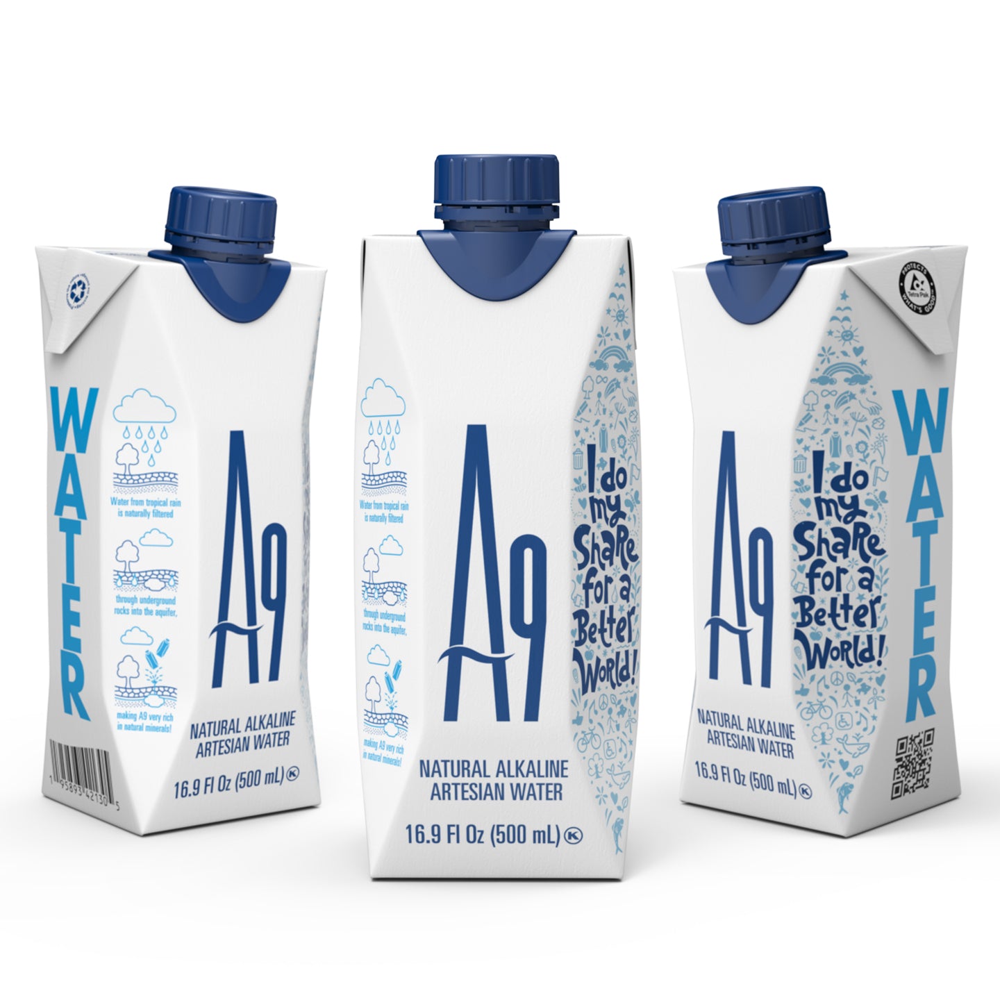 A9 Alkaline pH 9.6 Artesian Mineral Natural Water - Untouched & Unchanged, No additives, No Plastic, 16.9 Fl Oz Bottles - 12 PACK