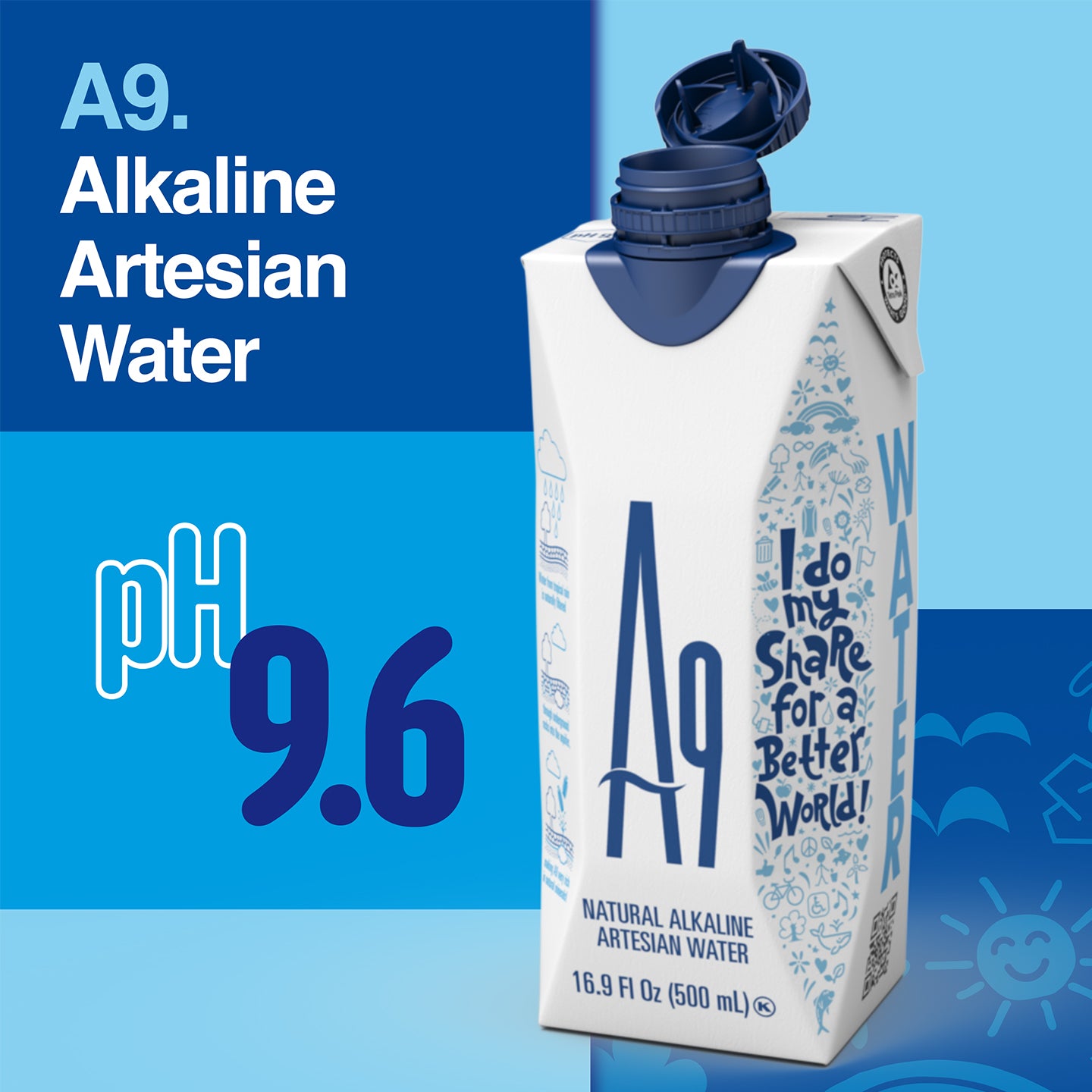 A9 Alkaline pH 9.6 Artesian Mineral Natural Water - Untouched and Unchanged, No additives, No Plastic, 16.9 Fl Oz Bottles - 140 CASES FULL PALLET