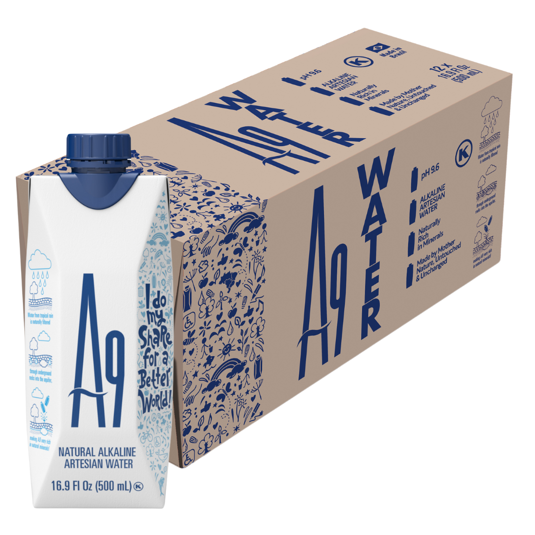 A9 Alkaline pH 9.6 Artesian Mineral Natural Water - Untouched & Unchanged, No additives, No Plastic, 16.9 Fl Oz Bottles - 24 PACK